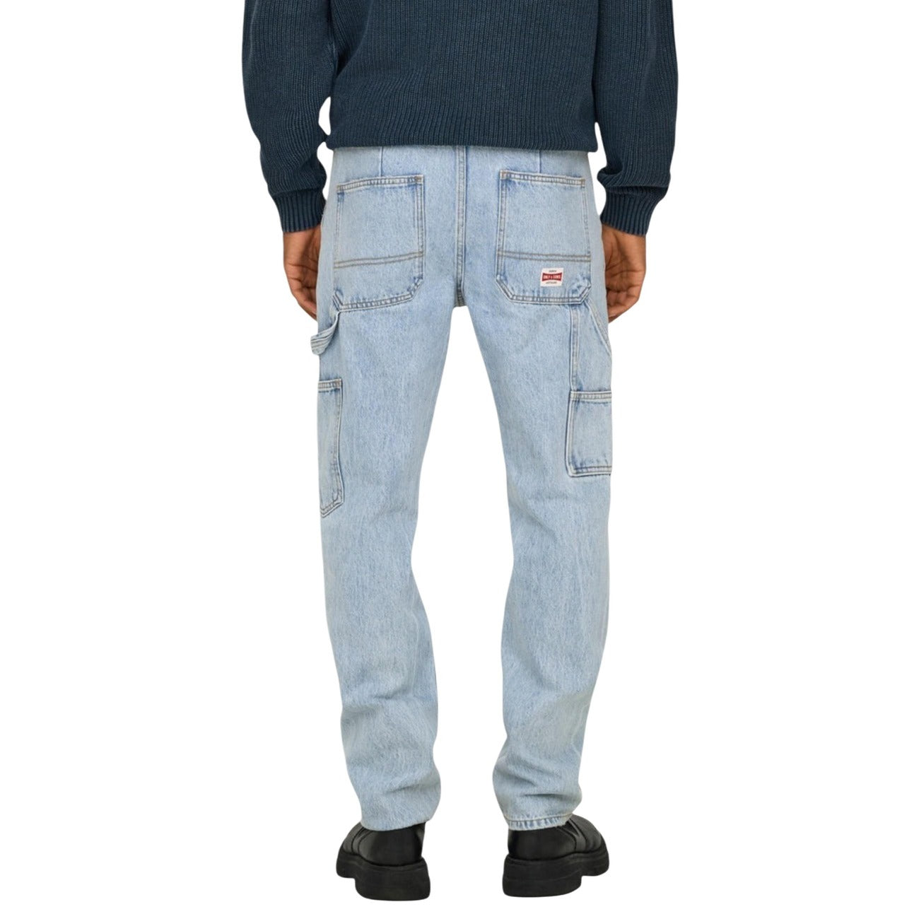 Only & Sons Jeans Uomo Blu Zip Bottone Tasche Anteriori Posteriori Cotone 100% Autunno Inverno 22031087