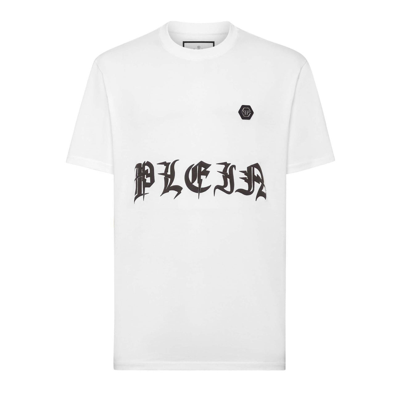 Philipp Plein T-Shirt Uomo Bianca Stampa Manica Corta Scollo Tondo 100% Cotone Primavera/Estate EBO_2073
