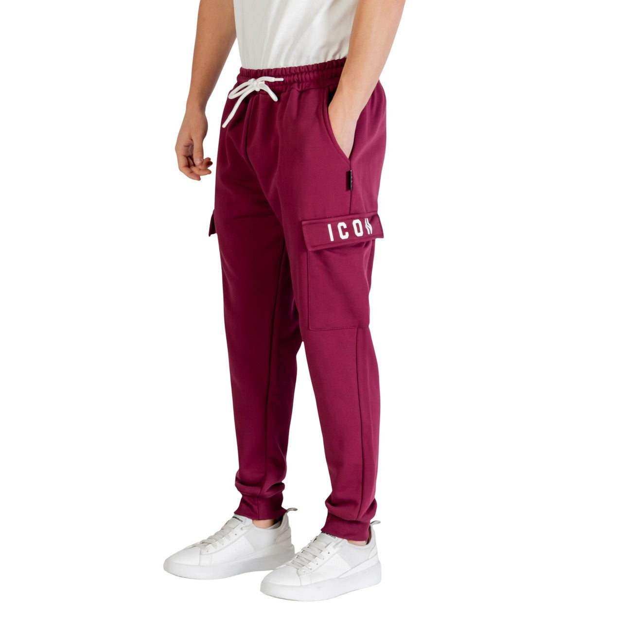 Icon Pantaloni Sportivi Uomo Bordeaux Tasche Laterali Cotone 65% Poliestere 35% Autunno Inverno ICUF2W6P002