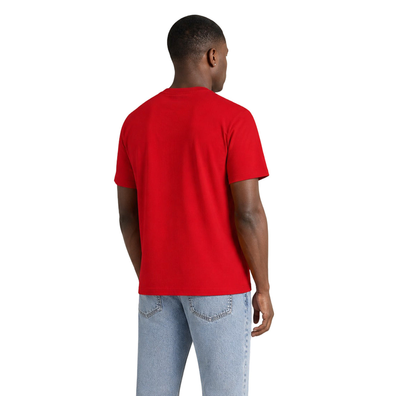 T-shirt Uomo Rossa Tommy Hilfiger Jeans; Cotone Rigenerato. Taglio regular fit, scollo a girocollo e maniche corte. Logo istituzionale ricamato sul petto, stile casual leggero quattro stagioni. Vista posteriore 