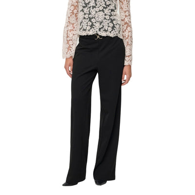 Only Pantaloni Donna Neri con Zip e Bottone a Gancio Tasche Anteriori - Pantaloni Poliestere Elastan