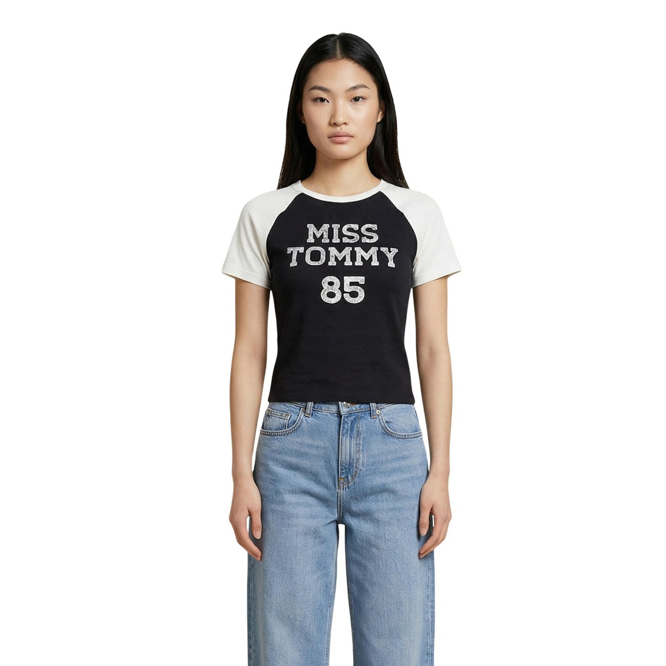 Tommy Hilfiger Jeans T-Shirt slim fit con maniche raglan e logo Donna DW0DW22536