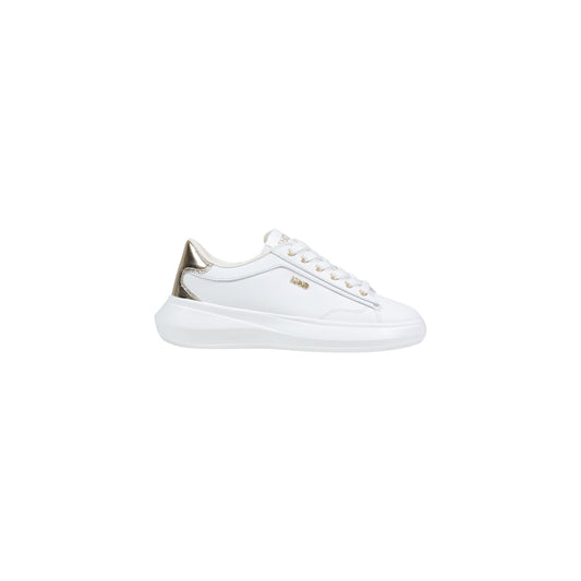 Sneakers Liu Jo Bold; Bianco e gold, 100% Pelle. Suola platform 5,5 cm, inserti in suede e laminato, logo lettering. Calzata premium, stile Primavera/Estate. Vista laterale 