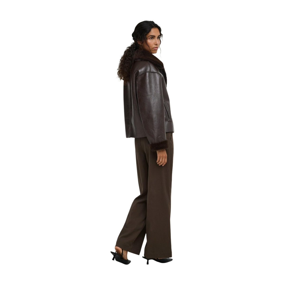 Giacca reversibile ecomontone donna Jacqueline De Yong – Giubbotto marrone similpelle JDYCOCO 15384752.