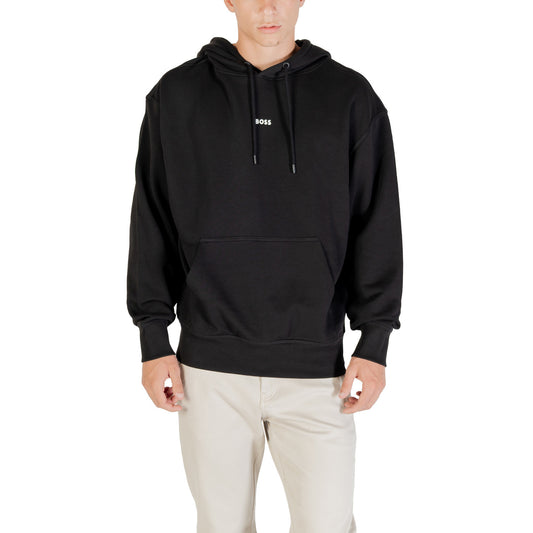 Boss Felpa con Cappuccio Uomo Nero Maniche Lunghe Scollo Tondo Cappuccio Tasche Anteriori Cotone 100% 50514530