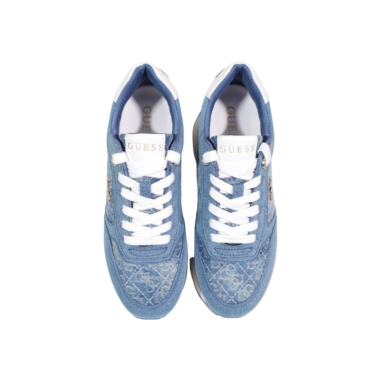 Sneakers Guess Camrio Runner; 96% Poliestere, 4% Poliuretano. Colore Blu, suola para 7 cm, logo 4G goffrato. Sneakers donna stringate con plateau esagerato, stagione PE26 Vista dall’alto 