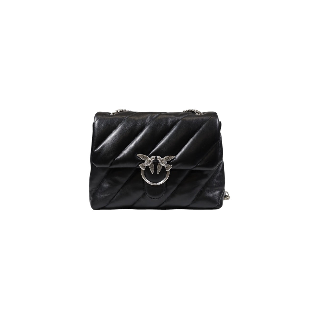Borsa Pinko donna nera con bottone a gancio 100% pelle 32x24x11 cm - vista frontale