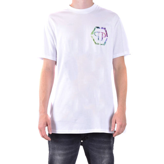 Philipp Plein T-Shirt Uomo Bianca Stampa Manica Corta Scollo Tondo 100% Cotone Primavera/Estate V_28830