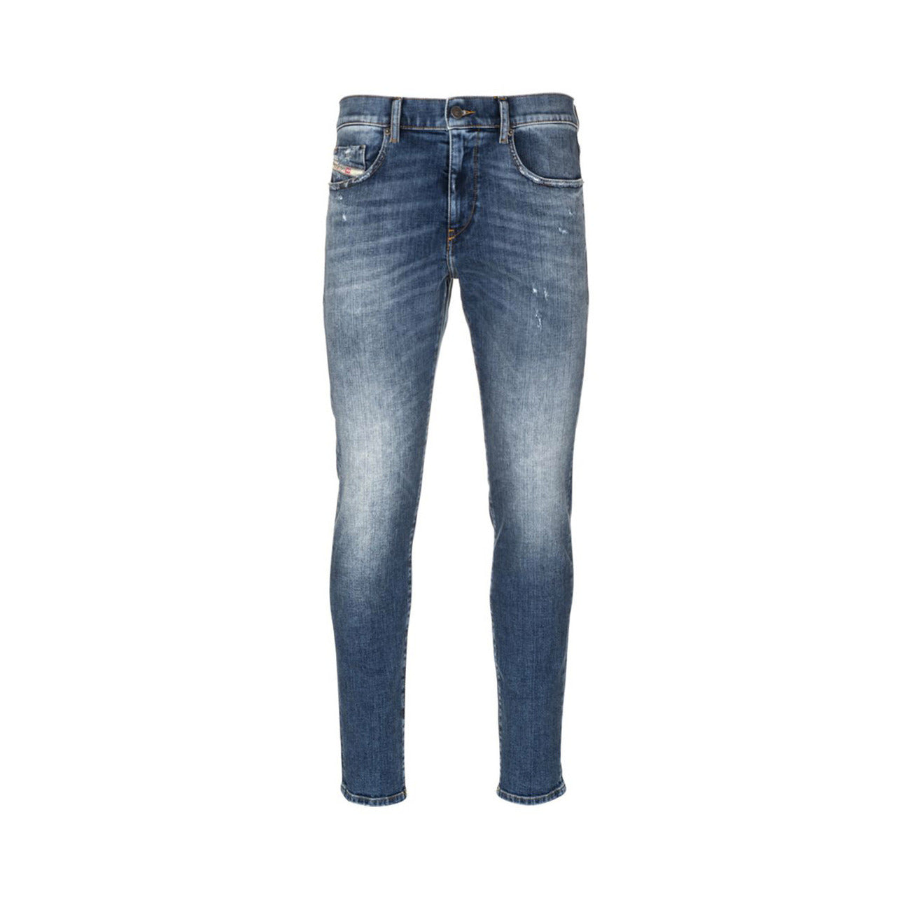 Diesel Jeans Uomo Blu Effetto Consumato in Cotone 99% Elastan 1% con Zip e Bottone Tasche Anteriori e Posteriori Autunno/Inverno V_29441