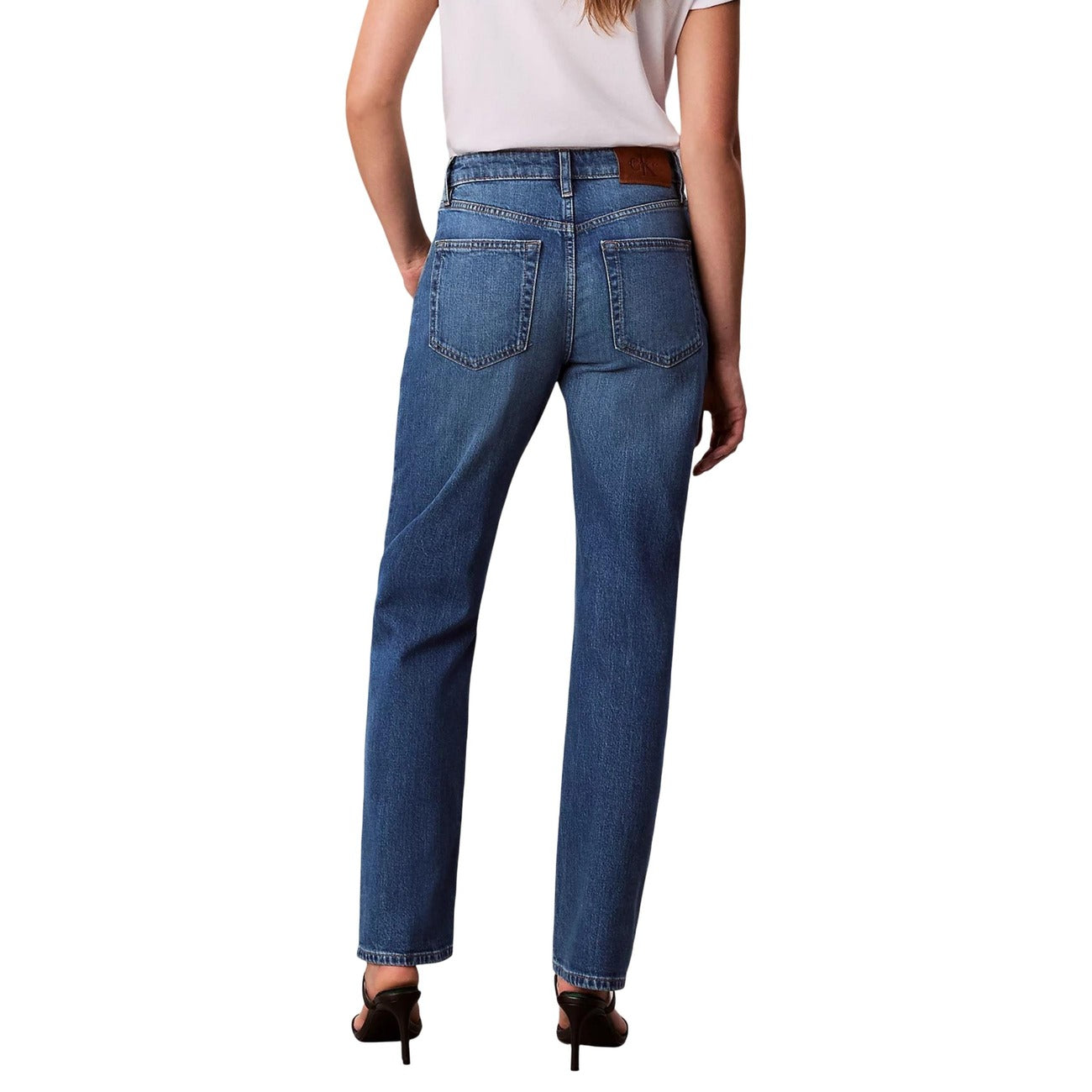 Calvin Klein Jeans Jeans Donna Blu Zip Bottone Tasche Anteriori Posteriori Cotone Elastan Autunno Inverno LV047B913G
