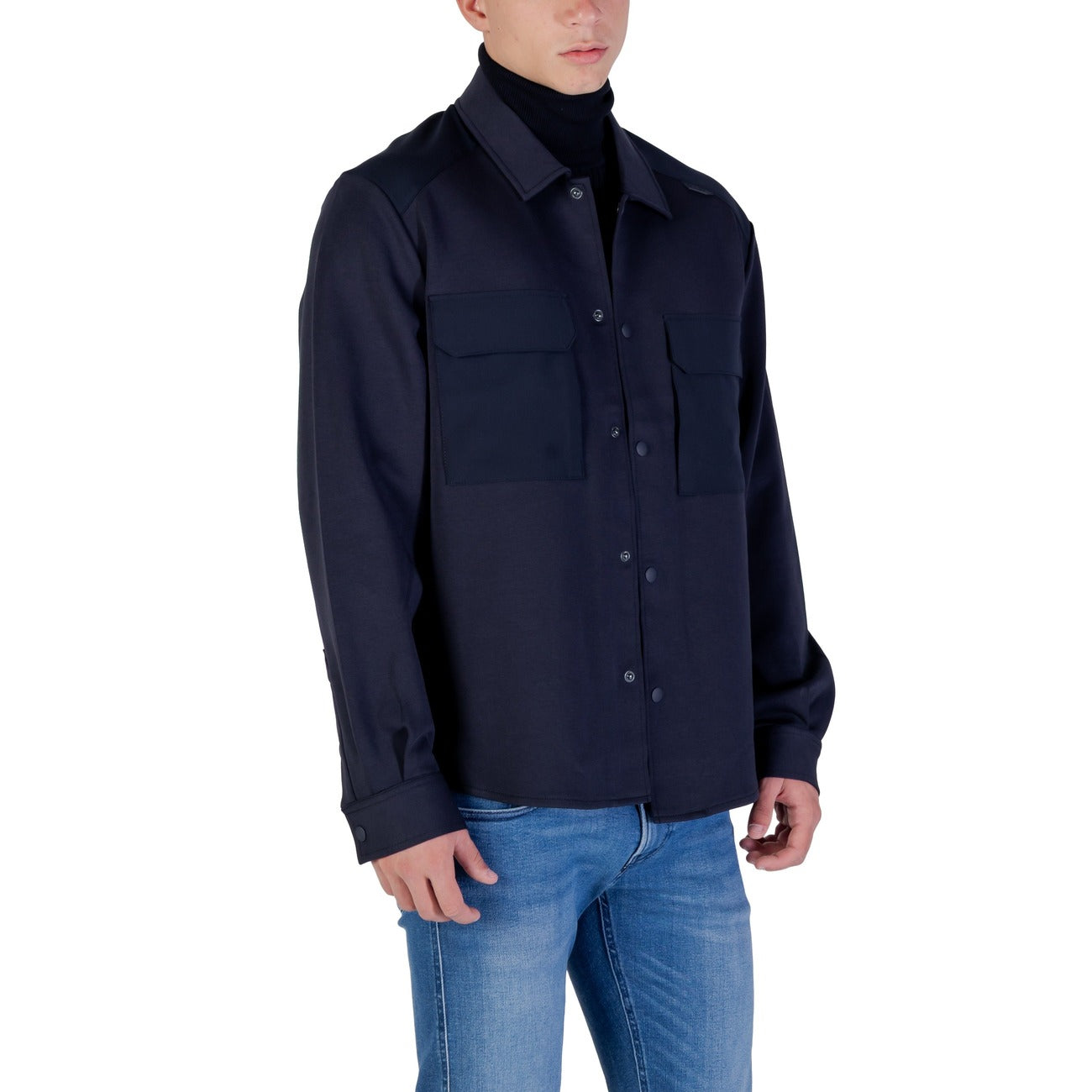 Antony Morato Camicia Uomo Blu Manica Lunga Bottoni 70% Cotone 30% Poliestere Autunno/Inverno MMSL00771-FA150168