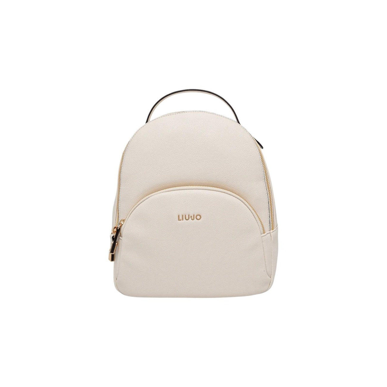 Zaino donna Liu Jo ECS M; 100% Poliuretano panna. Tasca esterna con zip, logo metallico, spallacci regolabili. Zaino compatto ed elegante, stile casual-chic 4 stagioni. Vista frontale 