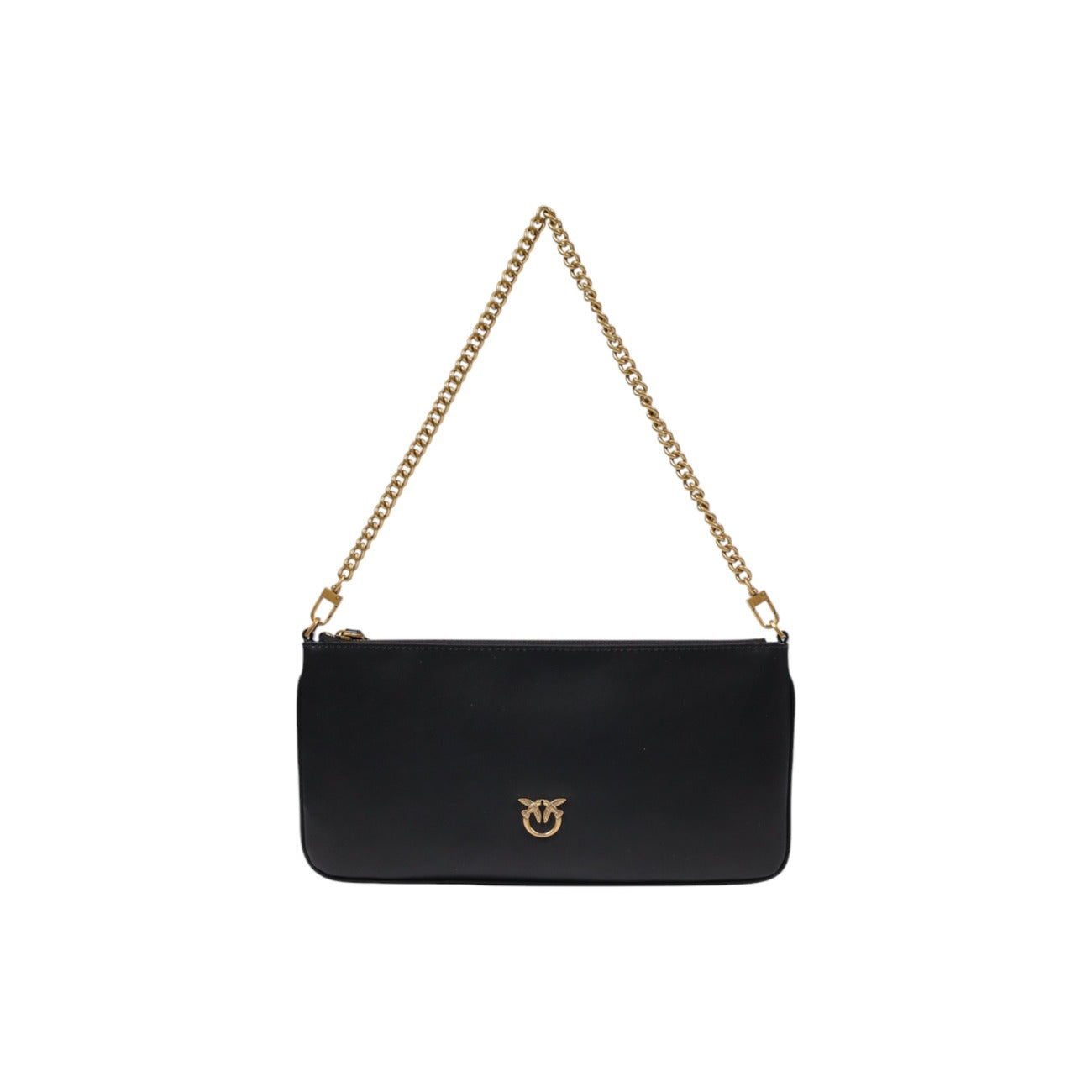 Borsa Pinko donna nera con tracolla e cerniera 100% pelle 13x27x2 cm - vista frontale con tracolla