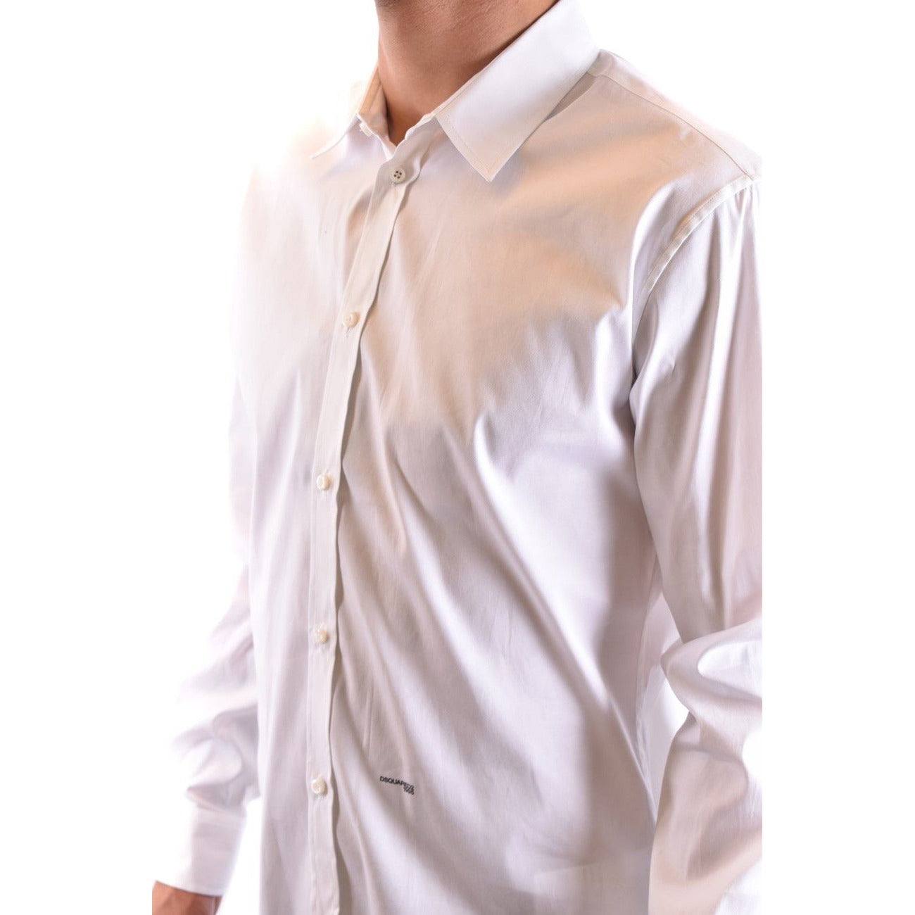 Dsquared2 Camicia Uomo Bianco Monocromo Manica Lunga Bottoni Colletto Classico Cotone 100% Primavera Estate V_30750