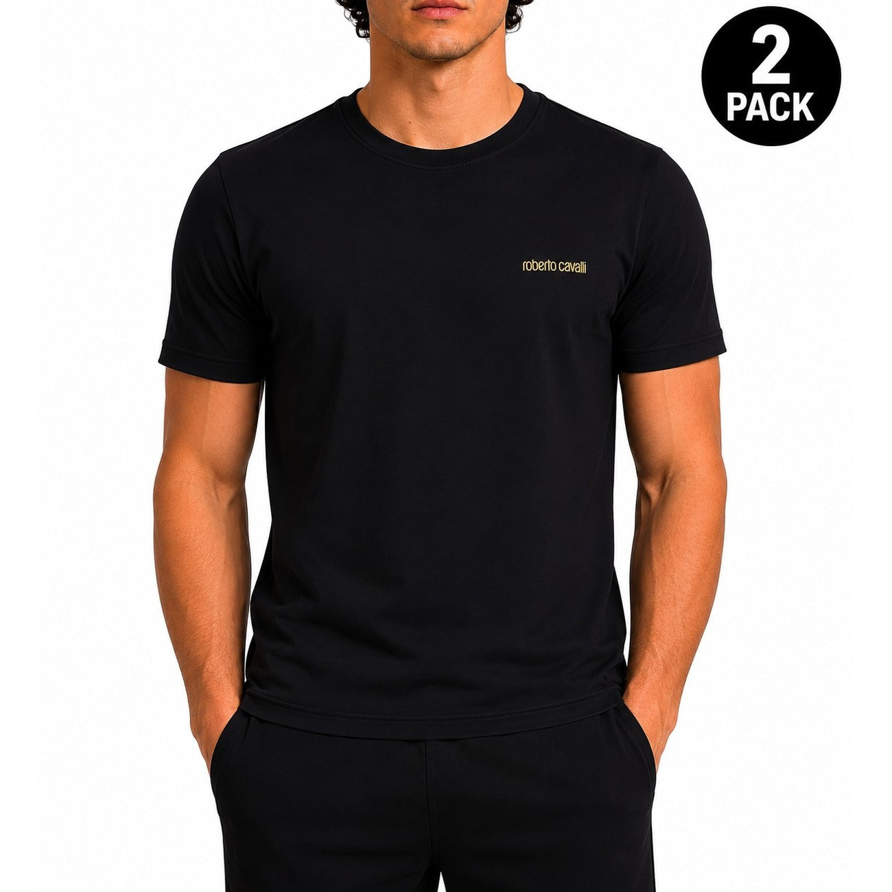T-shirt Intima Uomo nero Roberto Cavalli Underwear; Tessuto 95% cotone e 5% elastan a maniche corte con scollo a girocollo. Taglio aderente comfort per tutte le stagioni.