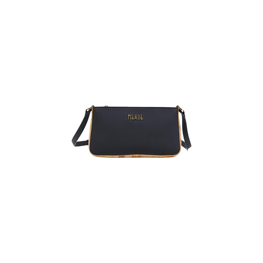 Borsa Tracolla Alviero Martini Nera; Dettagli stampa Geo Classic. Chiusura con zip, tracolla regolabile, design bicolore. Dimensioni mini 15x6x6 cm. Accessorio versatile 4 stagioni in stile casual-chic. Vista frontale 