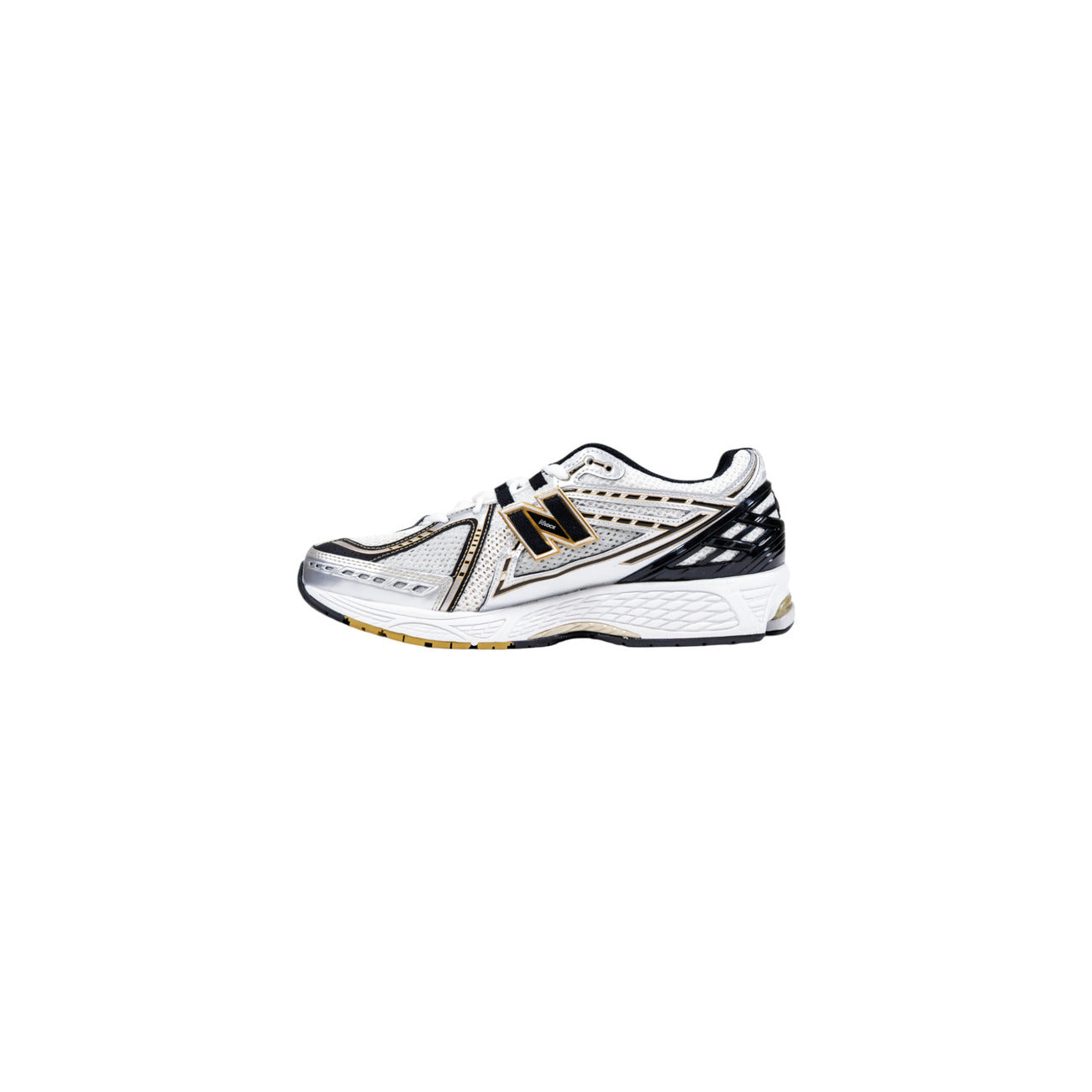 sneaker New Balance 1906R bianca, nera e oro metallizzato Vista laterale 