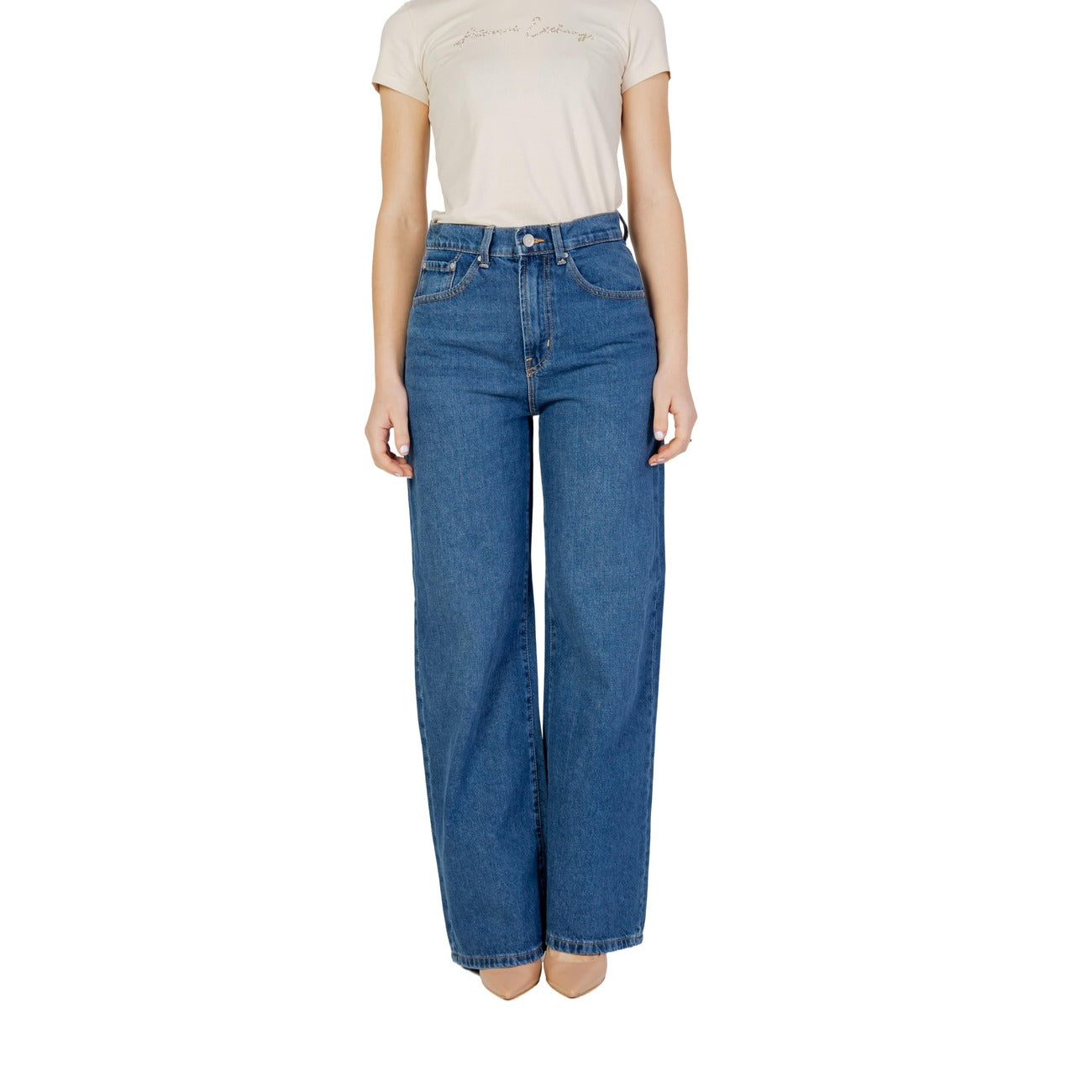 Only Jeans Donna Blu con Zip Bottone Tasche Anteriori Posteriori in Cotone 100% Tutte le Stagioni 15222046