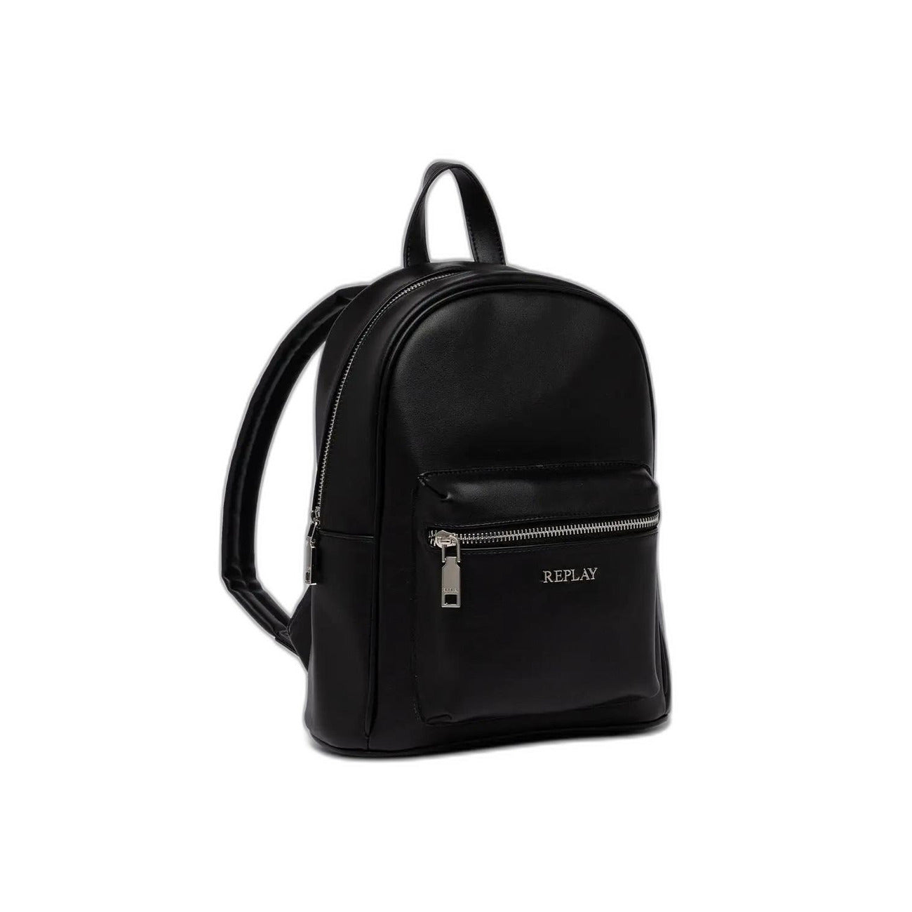 Replay Zaino Donna Nero Monocromo con Cerniera Tasche Zip - Zainetto Poliestere Poliuretano 32x23x10.5