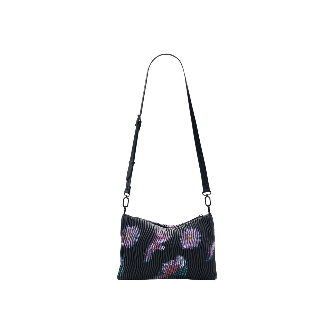 Borsa Desigual donna nera con tracolla con tasca interna 100% poliestere - vista frontale dettaglio