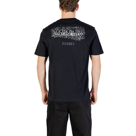 Napapijri T-Shirt Uomo Nera Stampa Manica Corta Scollo Tondo 100% Cotone NP0A893U