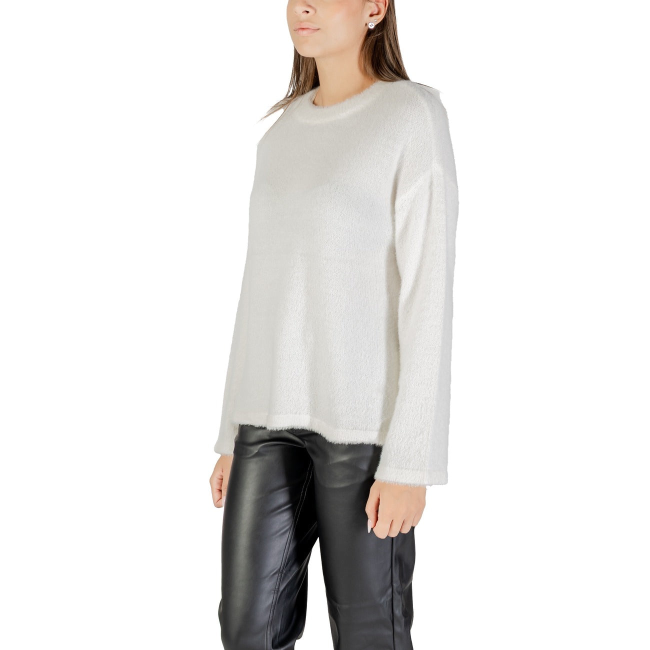 Only Maglia Donna Bianca in 50% Acrilico 50% Nylon a Manica Lunga con Scollo Tondo 15350652