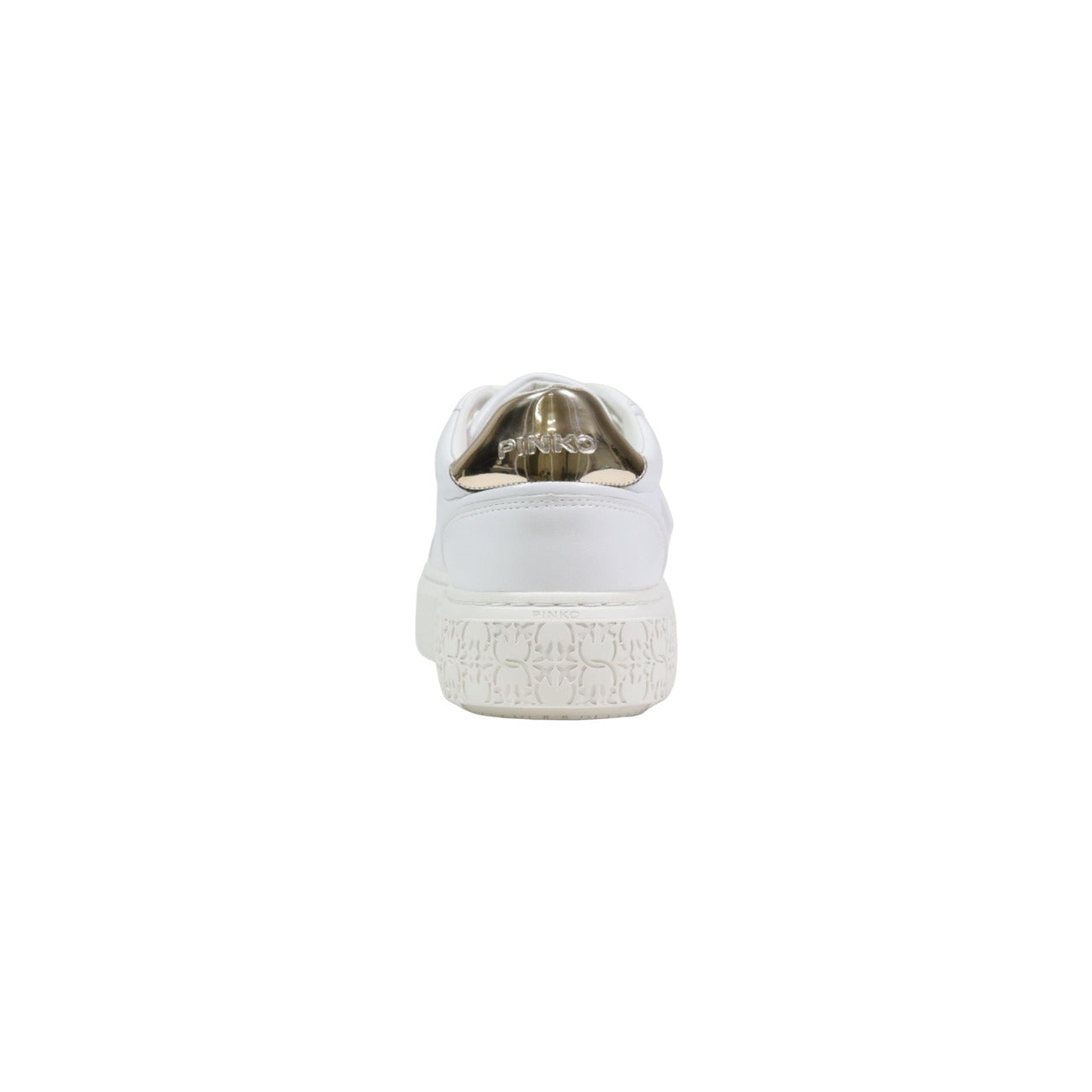 Sneakers Pinko Yoko 06; Bianco, 54% Pelle. Charm logo laterale, dettaglio metallico, suola platform 3 cm. Fodera interna in pelle, stile versatile e robusto. Vista posteriore 