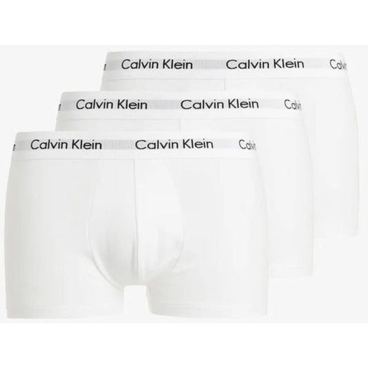 Boxer Calvin Klein Underwear a vita bassa Cotton Stretch uomo bianchi confezione da 3 con elastico logo 95% cotone 5% elastan - vista frontale
