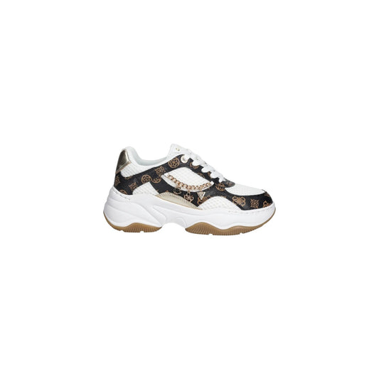 Sneakers Guess HARPA LOGO donna bianche marroni sportive con lacci 40% poliestere 60% poliuretano - vista laterale
