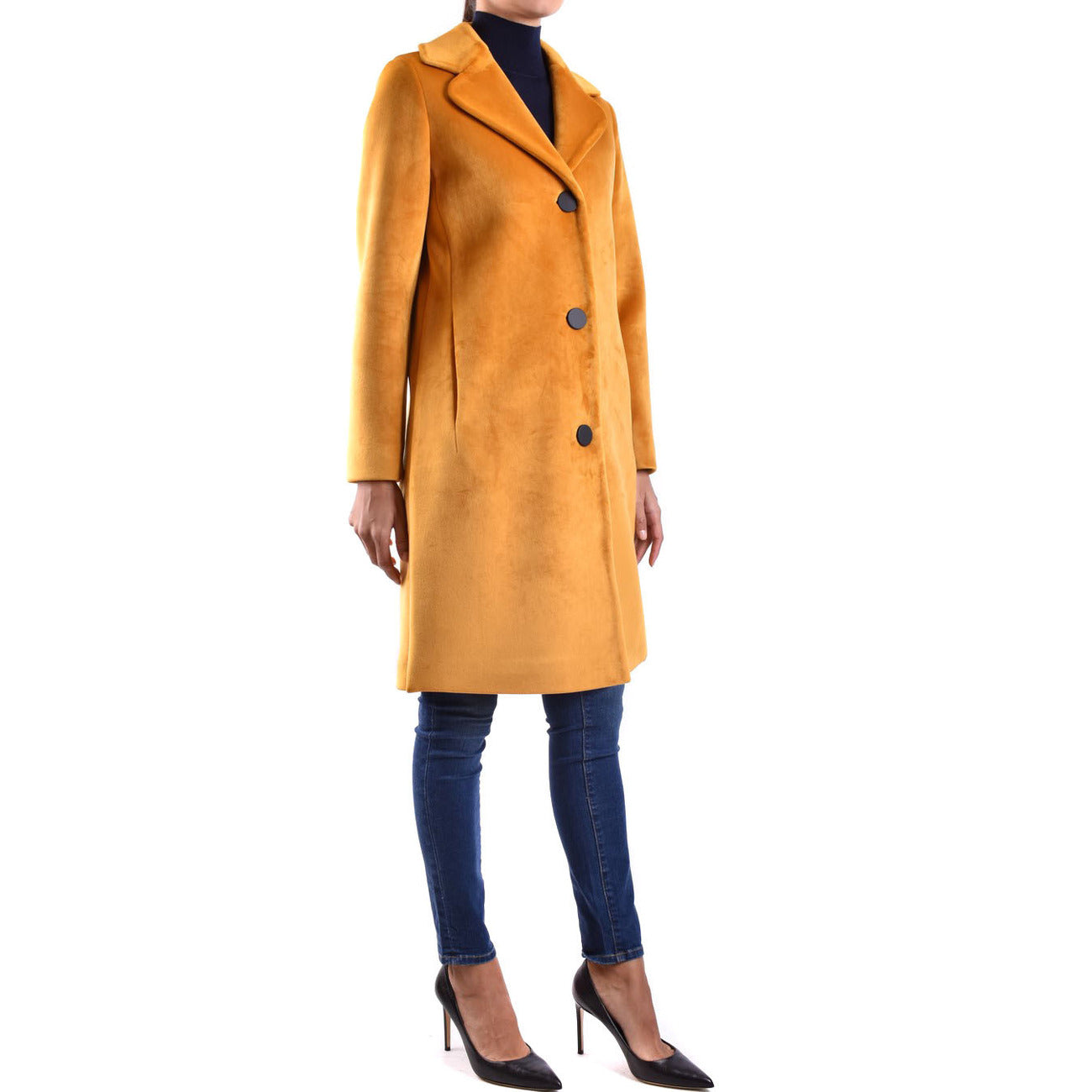 Rrd Cappotto Donna Cammello Bottoni Maniche Lunghe Scollo a V Bavero Tasche Anteriori Elastan 5% Poliestere 95% Autunno Inverno V_26342