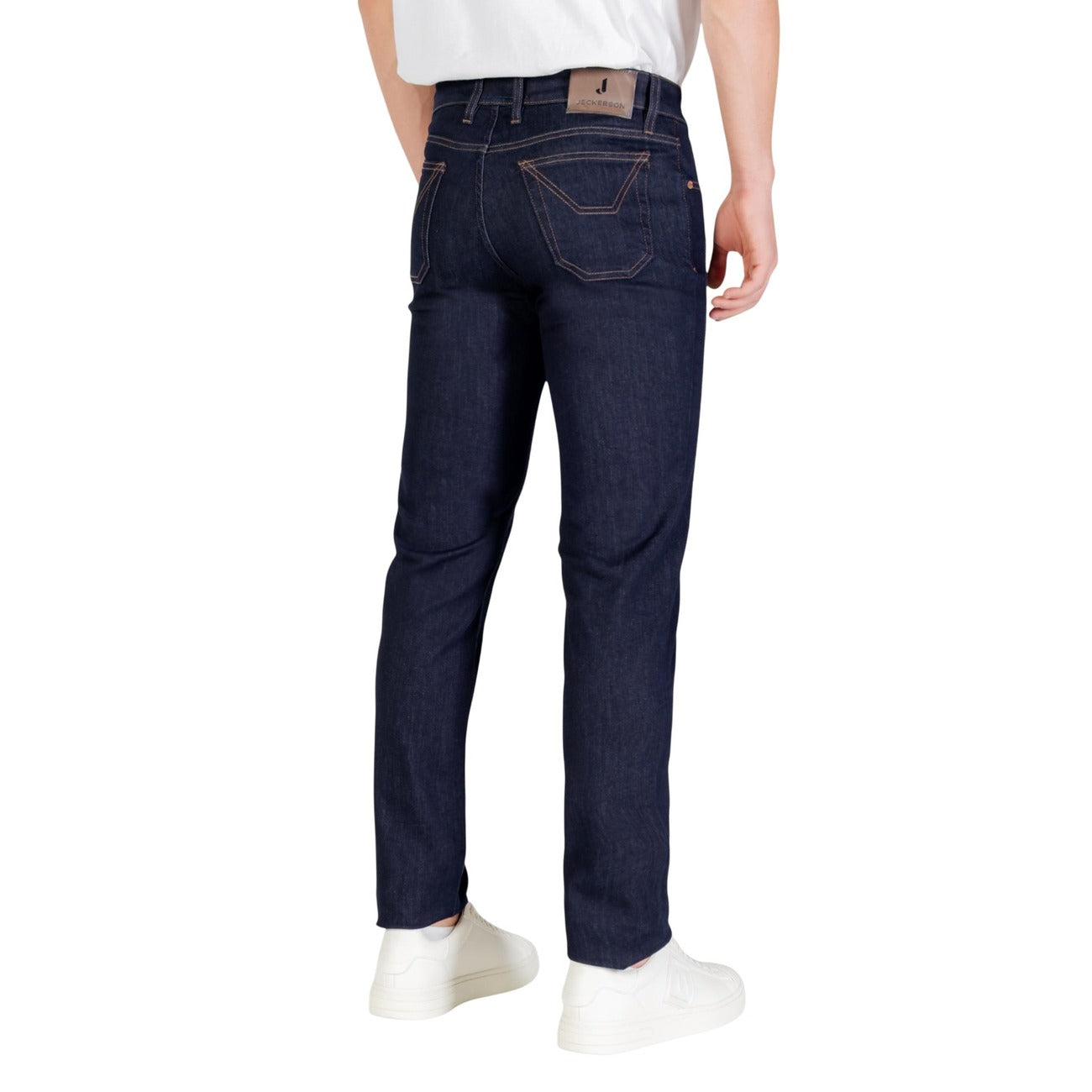 Jeckerson Jeans Uomo Blu con Zip e Bottone Tasche Anteriori e Posteriori - Jeans Cotone Elastan