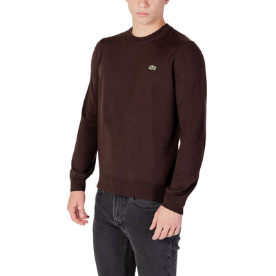 Lacoste Maglia Uomo Marrone Manica Lunga Scollo Tondo Lana Poliestere Autunno Inverno AH3225-00
