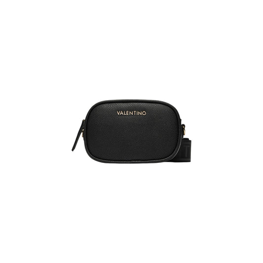 Borsa Camera Bag Piccola Nera Donna Valentino Bags Miramar; Misure 7x14x7 cm. Tessuto 100% poliuretano martellato con tracolla regolabile e chiusura a cerniera lampo. Logo metallico frontale, stile casual-chic 4 stagioni. Vista frontale 