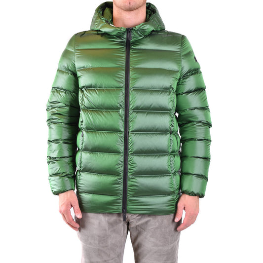 Piumino RRD Puffy Green Down Jacket uomo verde smeraldo V_29834. Giubbotto imbottito con cappuccio da uomo con trapuntatura orizzontale, collo alto e cerniera lampo, abbigliamento invernale da uomo.