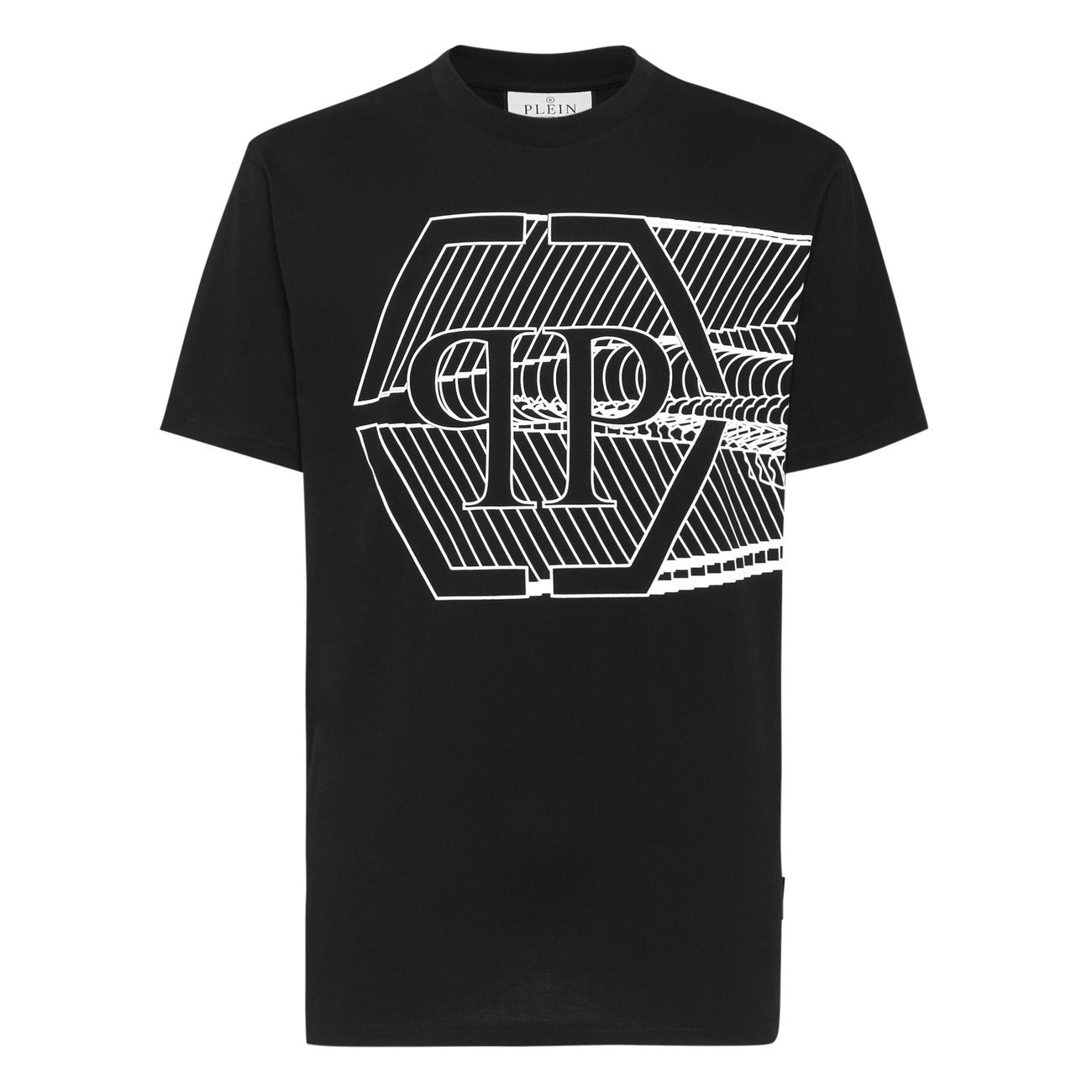 Philipp Plein T-Shirt Uomo Nera Stampa Manica Corta Scollo Tondo 100% Cotone Primavera/Estate EBO_2066