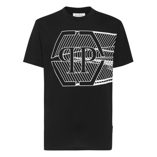 Philipp Plein T-Shirt Uomo Nera Stampa Manica Corta Scollo Tondo 100% Cotone Primavera/Estate EBO_2066