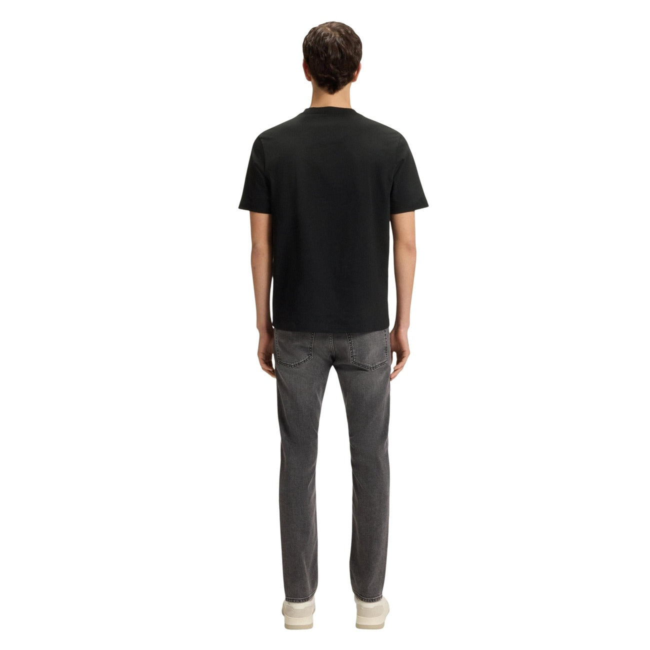 T-shirt Boss uomo nera con scollo tondo in cotone - vista posteriore retro
