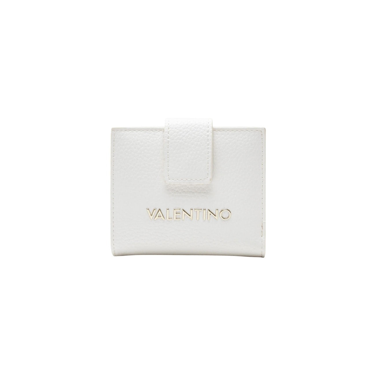 portafoglio piccolo bianco da donna della linea Valentino Bags Alexia. Realizzato con 109% poliuretano. Con scomparti e chiusura a scatto. Dimensioni 11x10x3 cm vista frontale 