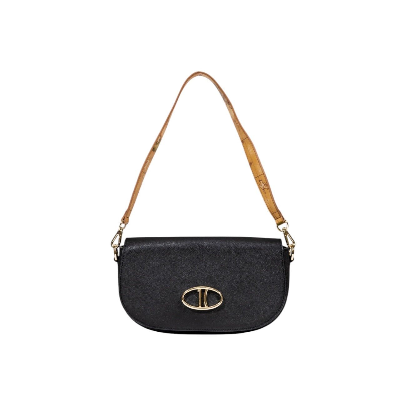 Alviero Martini Prima Classe Borsa Donna Nero Mano Tracolla Bottoni Automatici Tasca Interna PVC Poliestere L LD59 S407