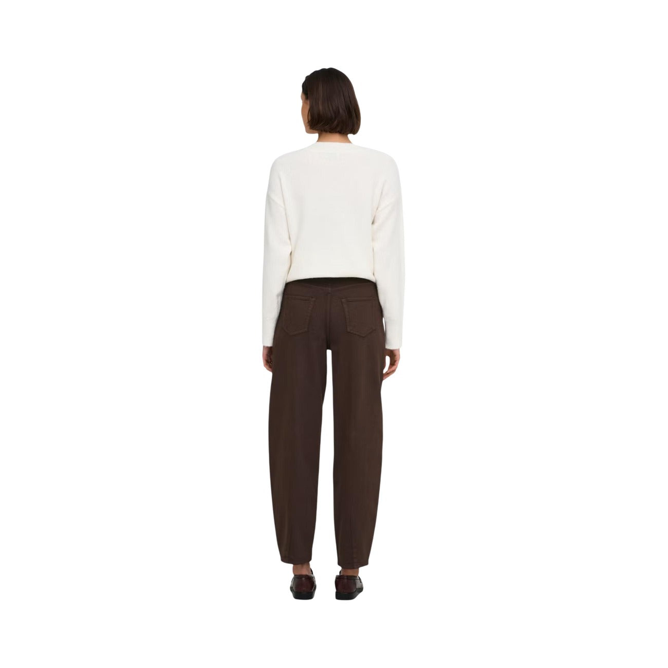 Jeans Jacqueline de Yong marroni donna 15380590. Pantaloni jeans da donna marroni a gamba larga modello barrel baggy, jeans loose fit casual in cotone riciclato con vita alta, denim 4 stagioni.