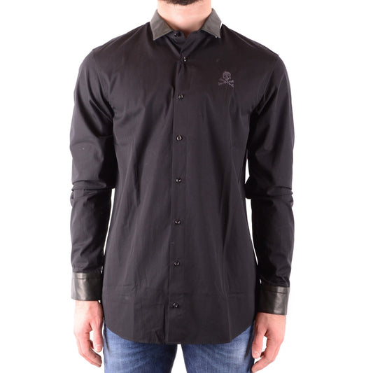 Philipp Plein Camicia Uomo Nero Manica Lunga Bottoni Scollo Tondo Colletto Classico 100% Cotone Primavera/Estate B_36660