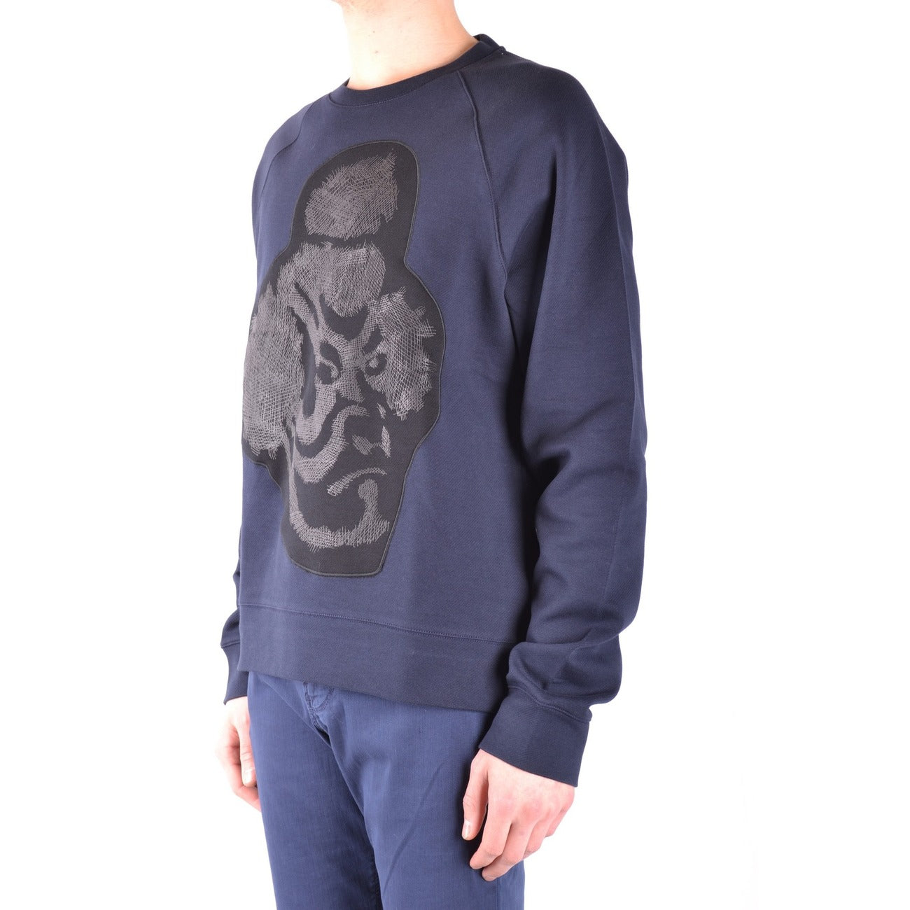 Paolo Pecora Felpa Uomo Blu con Stampa Maniche Lunghe Scollo Tondo in Cotone 100% Autunno/Inverno B_32837