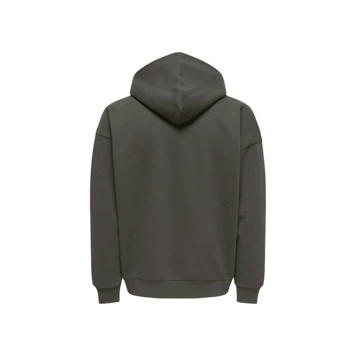 Felpa oversize grigia uomo con cappuccio Only & Sons 22036786. Felpa grigio beluga in cotone e poliestere con tessuto interno spazzolato e tasca a canguro.