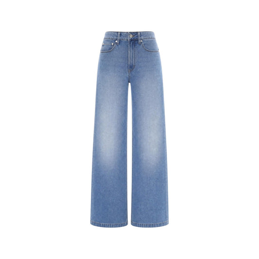 Jeans Baggy Blu Donna Guess Bellagio Pant; Tessuto stretch 5 tasche in 97% cotone, 2% elastomultiestere e 1% lycra. Modello boyfriend a gamba ampia con vita regular, stile casual essentials 4 stagioni. Frontale stesa 