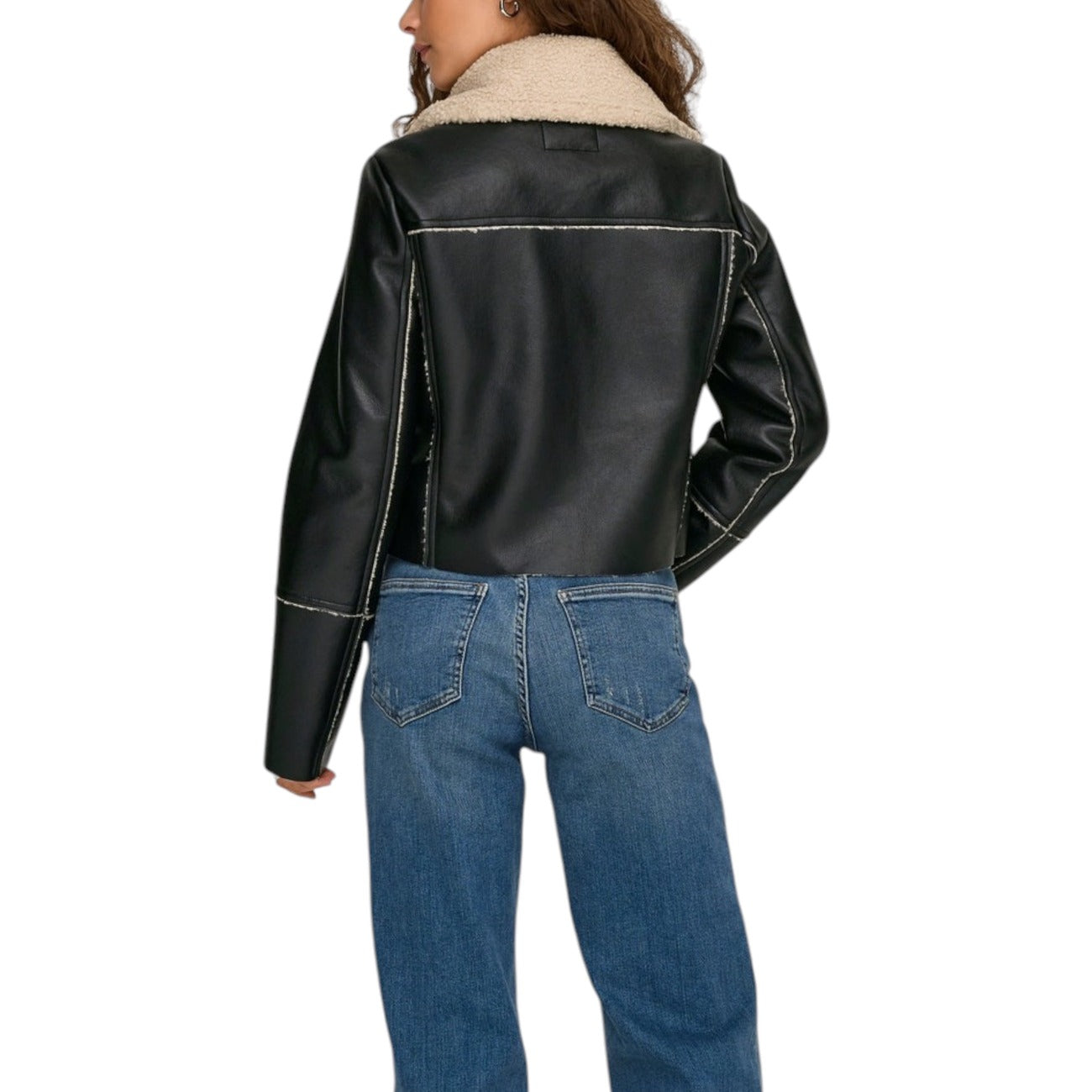 Only Giacca Donna Nera con Cerniera Maniche Lunghe Scollo V Bavero Tasche Anteriori - Giacca Poliestere