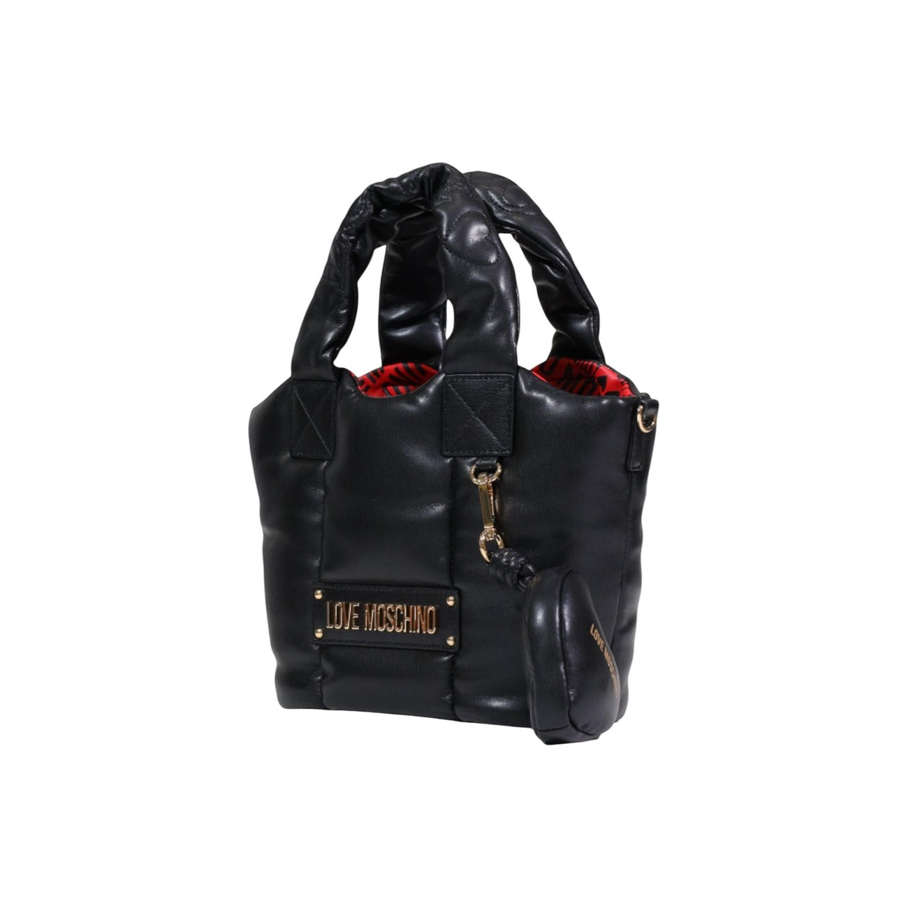 Love Moschino Borsa Donna Nera a Mano e Tracolla con Tasca Interna - Borsa Poliuretano