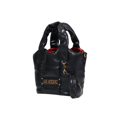 Love Moschino Borsa Donna Nera a Mano e Tracolla con Tasca Interna - Borsa Poliuretano