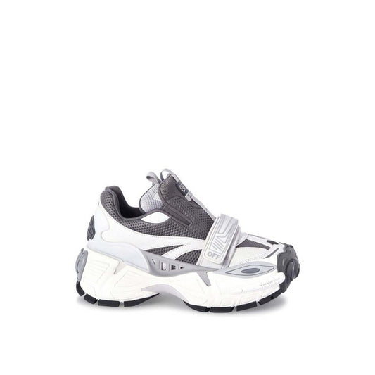 Sneakers Off-White; Grigio/Bianco/Nero, 100% Pelle. Chiusura in velcro, inserti in mesh, suola chunky pronunciata. Design futuristico per la stagione Autunno/Inverno. Vista laterale 