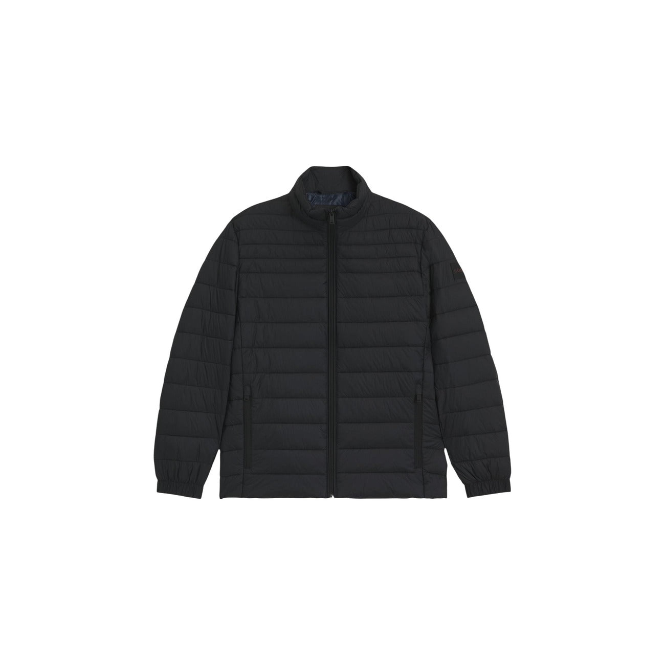 Piumino Boss Oden2 uomo nero 50549252 sostenibile. Giacca imbottita leggera da uomo in nylon riciclato con trapuntatura orizzontale, collo alto e cerniera lampo, abbigliamento uomo autunno inverno.