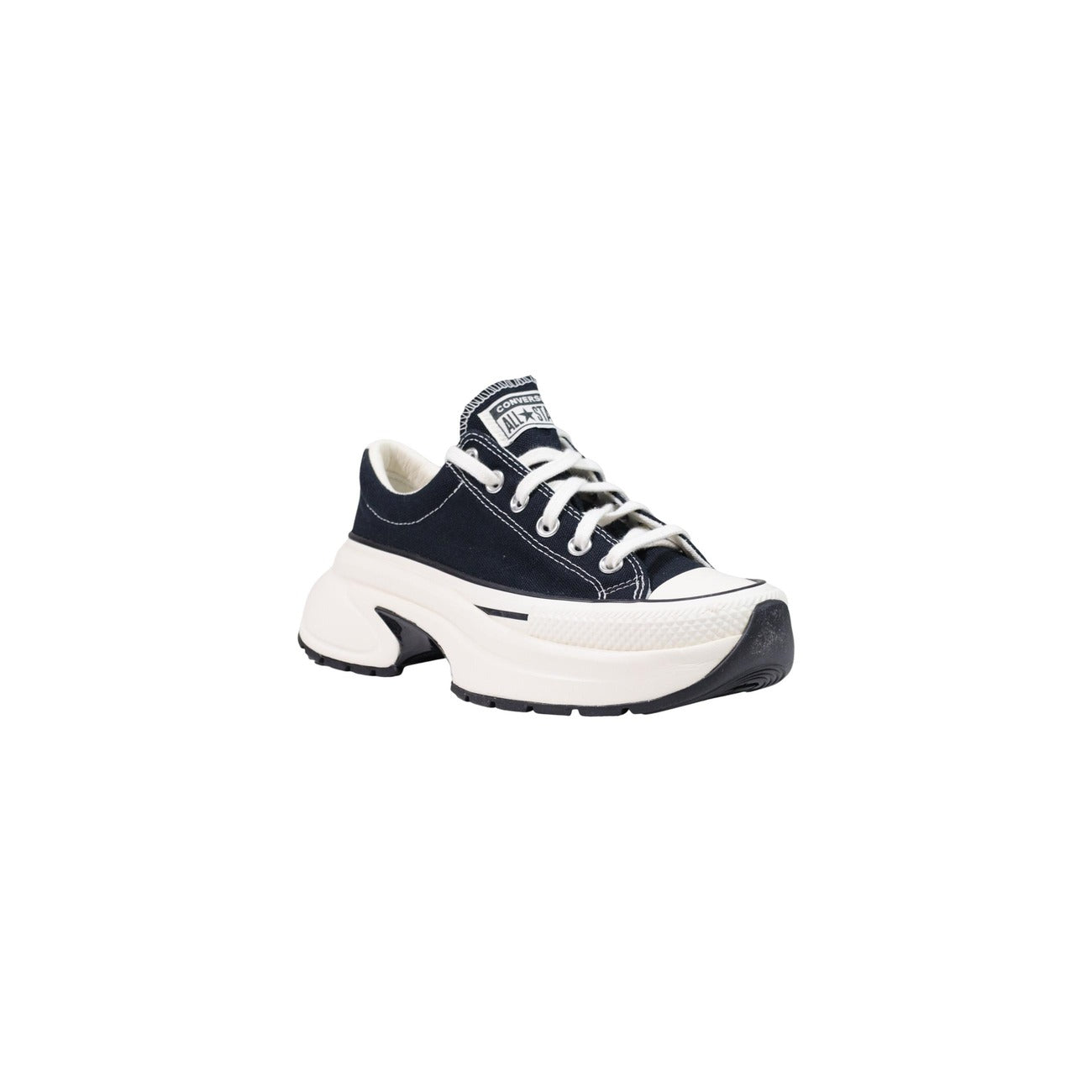 Sneakers Converse Run Star Crush OX nere donna A18465C. Scarpe sportive da donna nere e bianche con suola platform chunky 5 cm, tomaia in tessuto, allacciatura stringata e dettagli a contrasto, scarpe casual urban 4 stagioni.